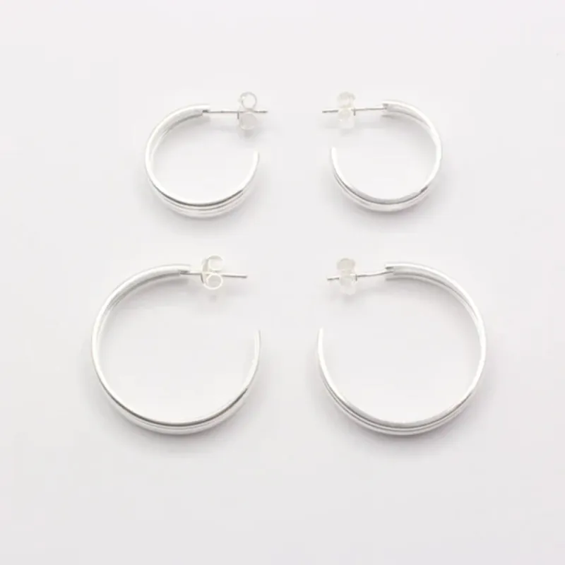 Jewelberry Stecker Three Lines Hoop L Silber Schnäppchen