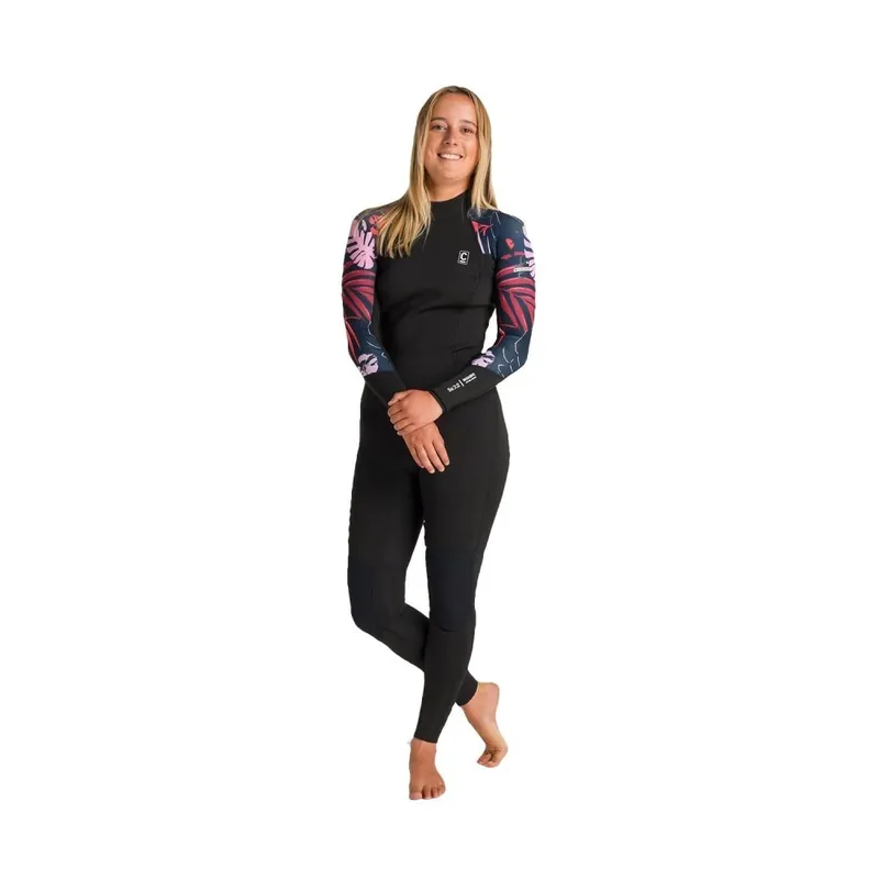 Nur Heute C-Skins Nuwave Solace Lite 3/2 Backtzip Frauen Neoprenanzug Black Tropical