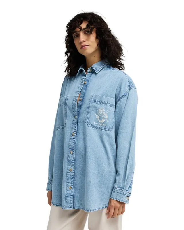 Super-Preis Billabong Down The Coast Jeanshemd Washed Blue L