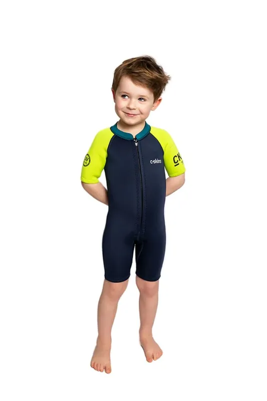 Ausverkauf C-Skins NuWave C-Kid Baby Shorty 3/2 Neoprenanzug Bluestone Lime 1 Jahr / 4XS / 78-86cm